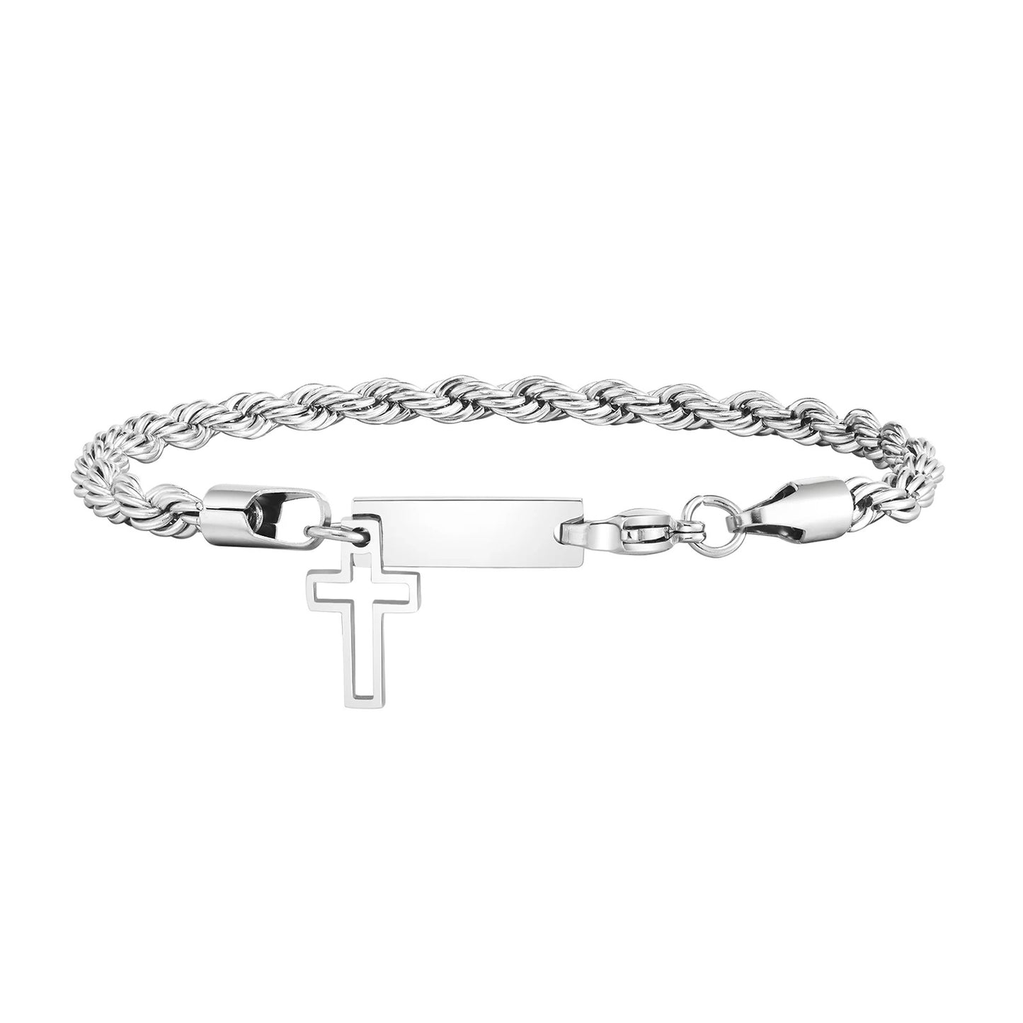 Personalisiertes Kreuz Edelstahl Armband "Etichetta Con Nome Iniziale no.189" - PITANI