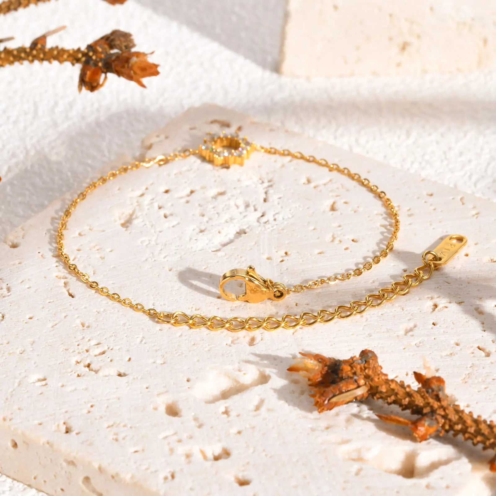 Edelstahl Armband mit Glitzerndem Sonnenblumen Motiv "Bracciali Girasole no.5208" - PITANI