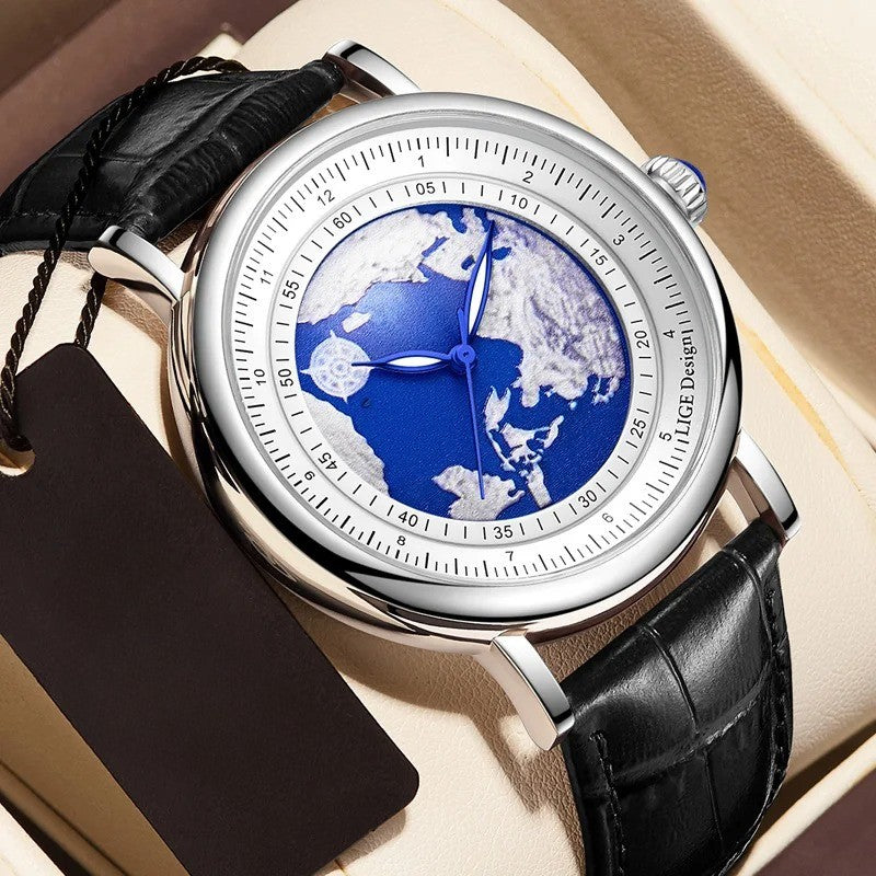 Leder Armbanduhr mit Planet Erde Motiv "Pianeta Terra Creativa no.4167" - PITANI