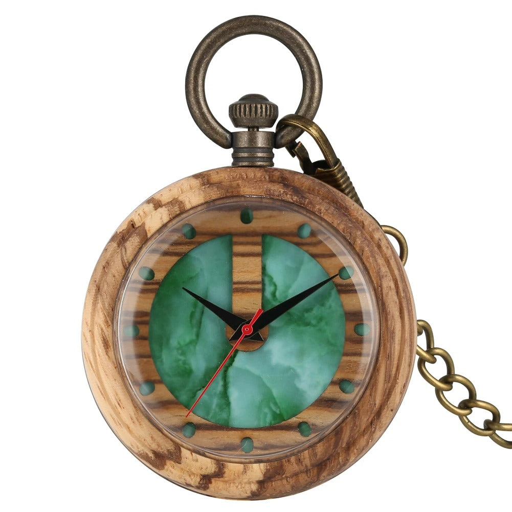 Holz Taschenuhr mit Marmor Optik „Quarzo di legno no.486" - PITANI