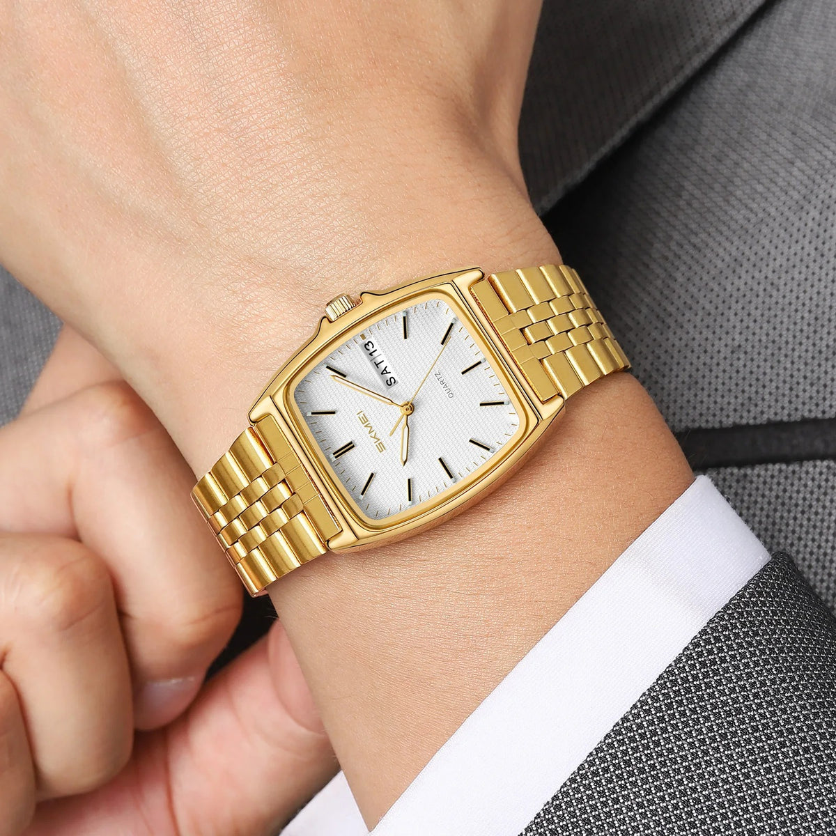 Elegante Tonneau Quarzarmbanduhr – Wasserdichte Unisex Business Armbanduhr no.3266 - PITANI