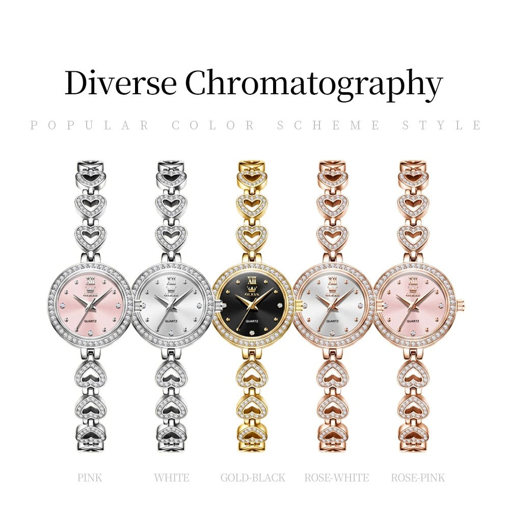 Elegante Damen Quarzarmbanduhr im Herz-Design mit Strassbesatz – Wasserdichte Armbanduhr no.3281 - PITANI