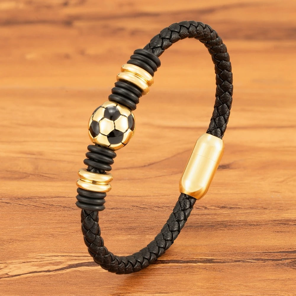 Leder Fußball Armband "Acciaio Inossidabile Nero no.510" - PITANI