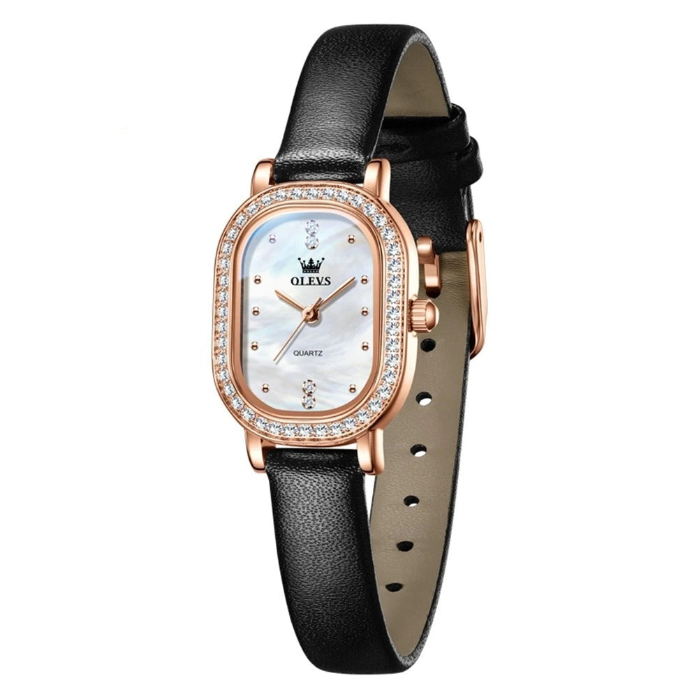 Elegante Ovale Damen Quarzarmbanduhr mit Strassbesatz – Wasserdichte Schmuckuhr Armbanduhr no.3279 - PITANI