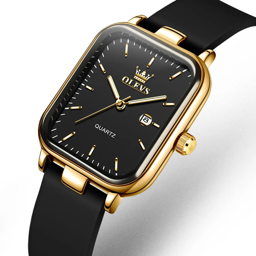 Elegante Rechteckige Damen Quarzarmbanduhr mit Datum & Silikonarmband – Wasserdichte Modern Armbanduhr no.3285 - PITANI