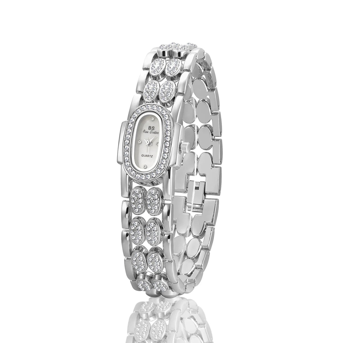 Ovale Glitzer Edelstahl Armbanduhr "Orologi Da Donna In Oro no.3117" - PITANI