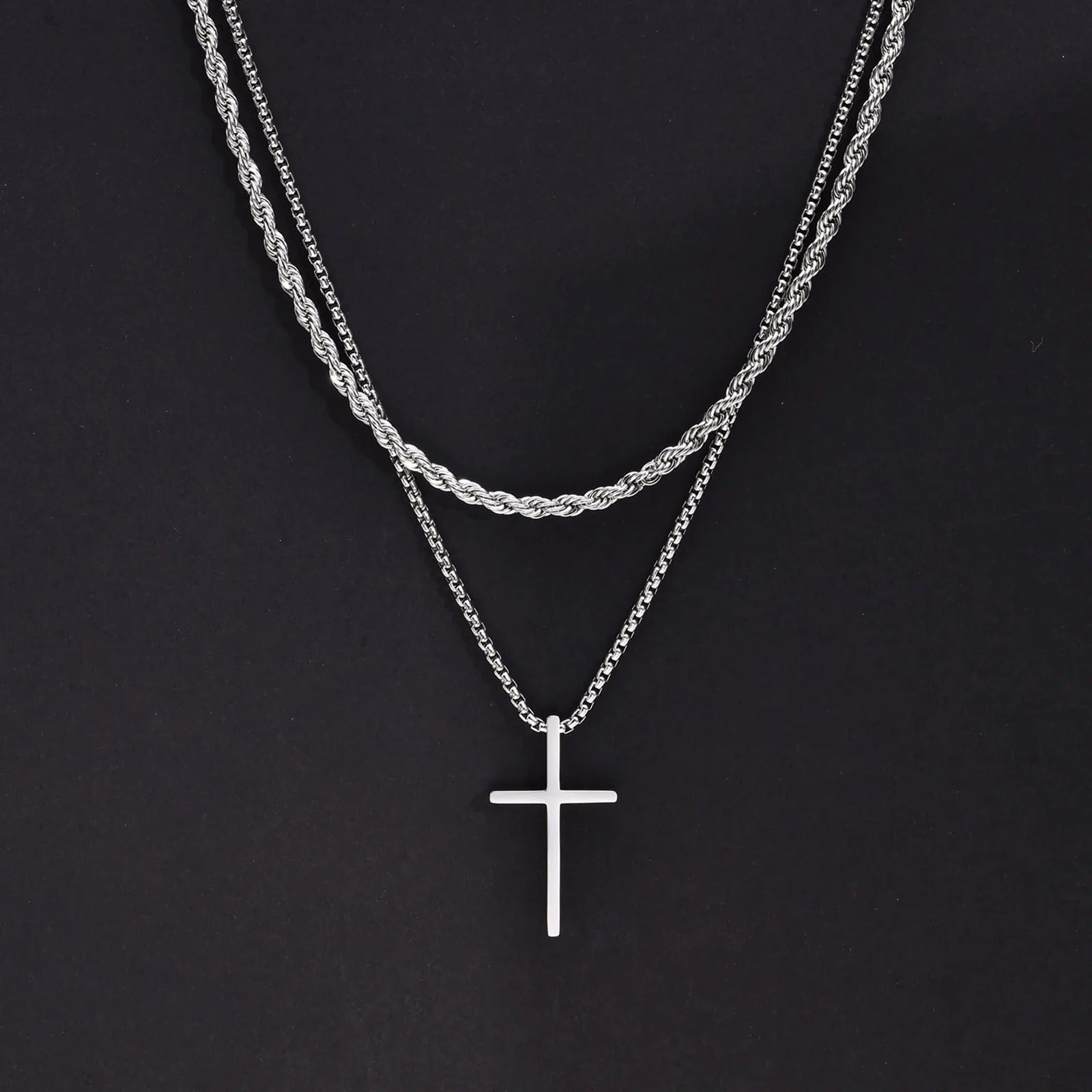 Edelstahl Kreuz Halskette "Ciondolo croce semplice no.4233" - PITANI