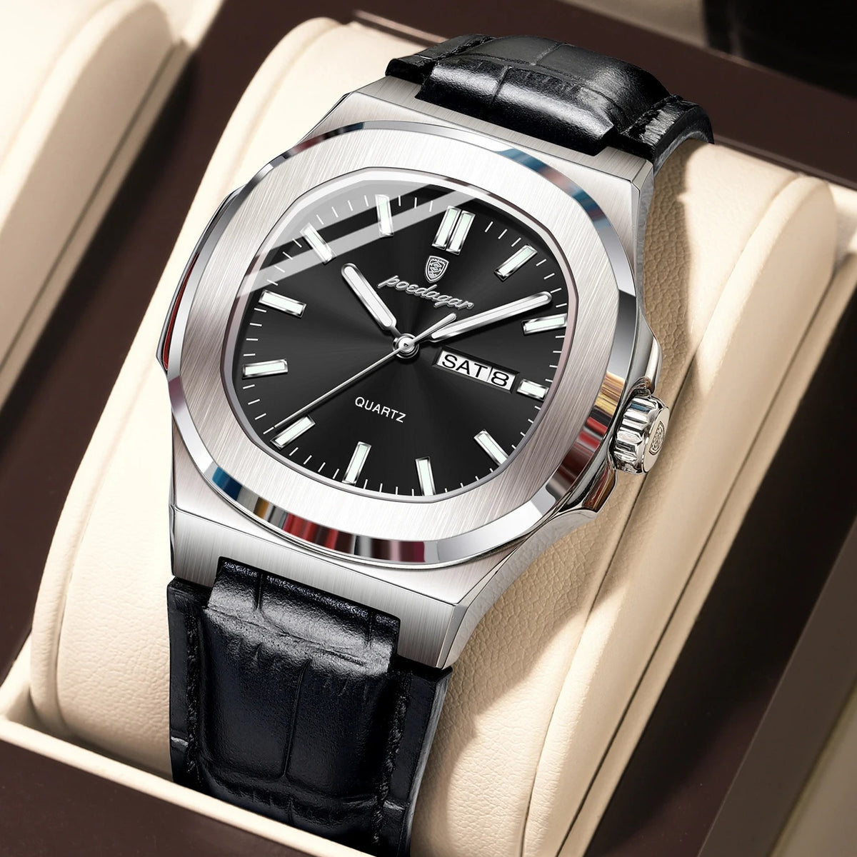 Elegante Herren Quarzarmbanduhr Quadratisch – Wasserdichte Armbanduhr – no. 5370 - PITANI