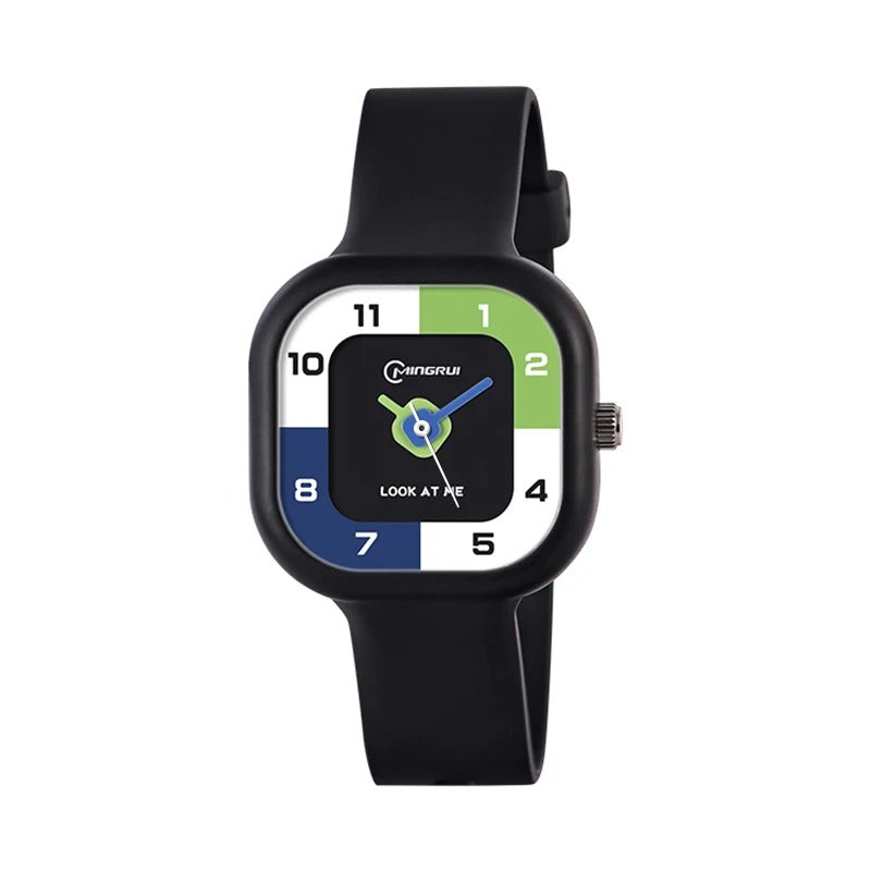 Bunte Trend Armbanduhr mit geometrischem Ziffernblatt "Studente Di Square Watch no.3091" - PITANI