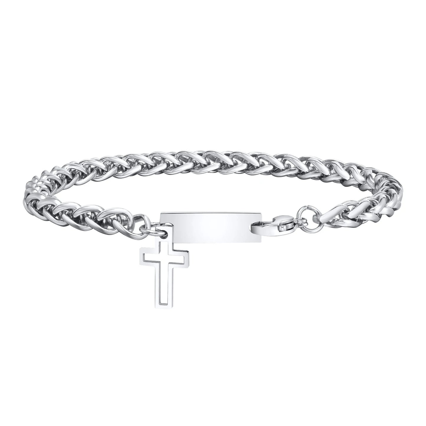 Personalisiertes Kreuz Edelstahl Armband "Etichetta Con Nome Iniziale no.189" - PITANI