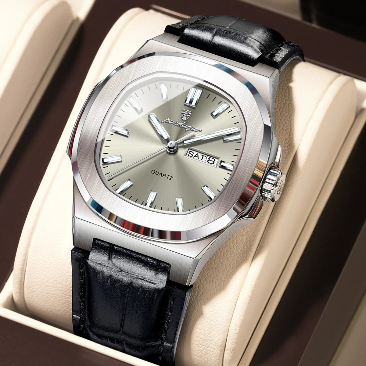 Elegante Herren Quarzarmbanduhr Quadratisch – Wasserdichte Armbanduhr – no. 5370 - PITANI