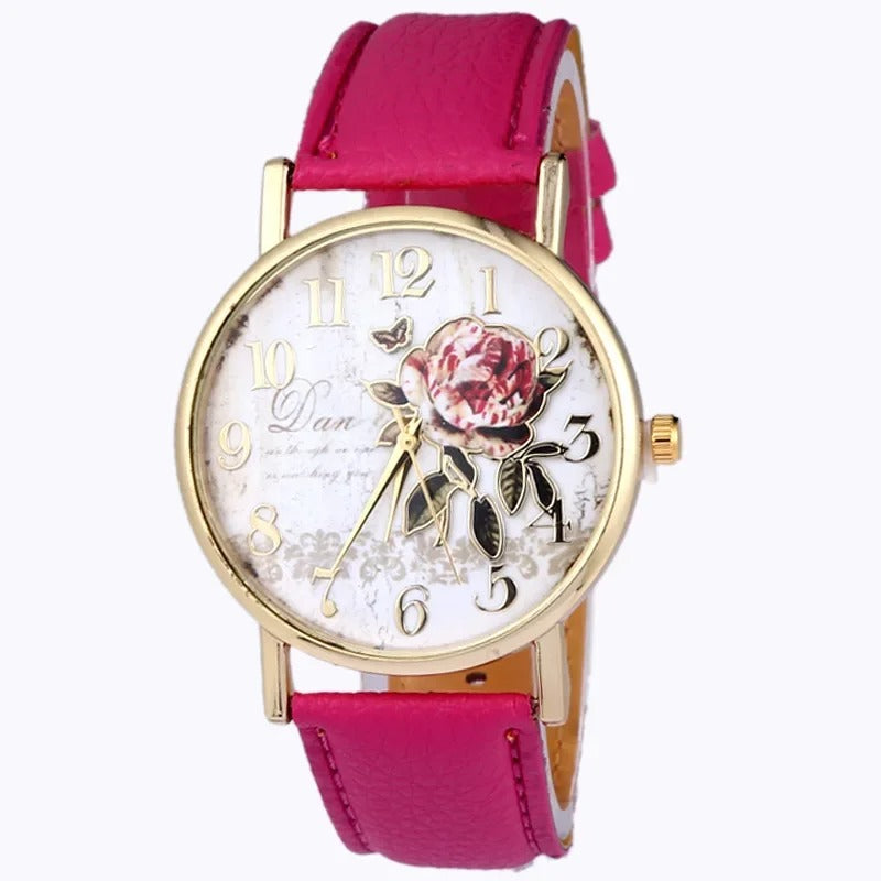 Rosenmotiv Leder Armbanduhr "Guarda Rosa no.314" - PITANI