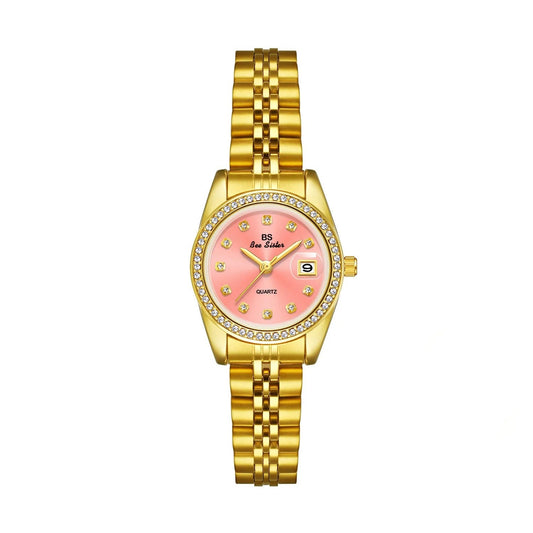 Edelstahl Armbanduhr mit glitzernder Lünette "Orologi Bracciale In Oro no.3158" - PITANI
