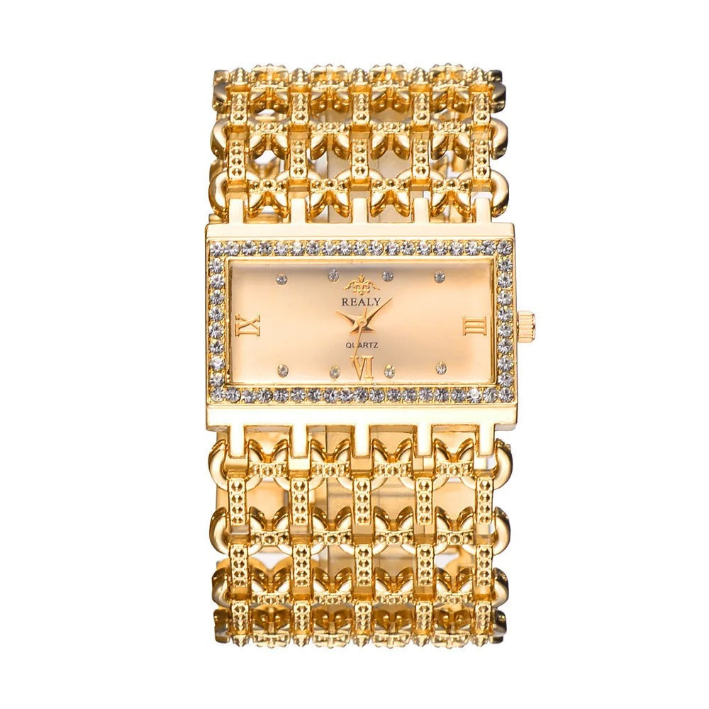 Edelstahl Glitzer Armbanduhr "Quadrati Oro Signore no.317" - PITANI