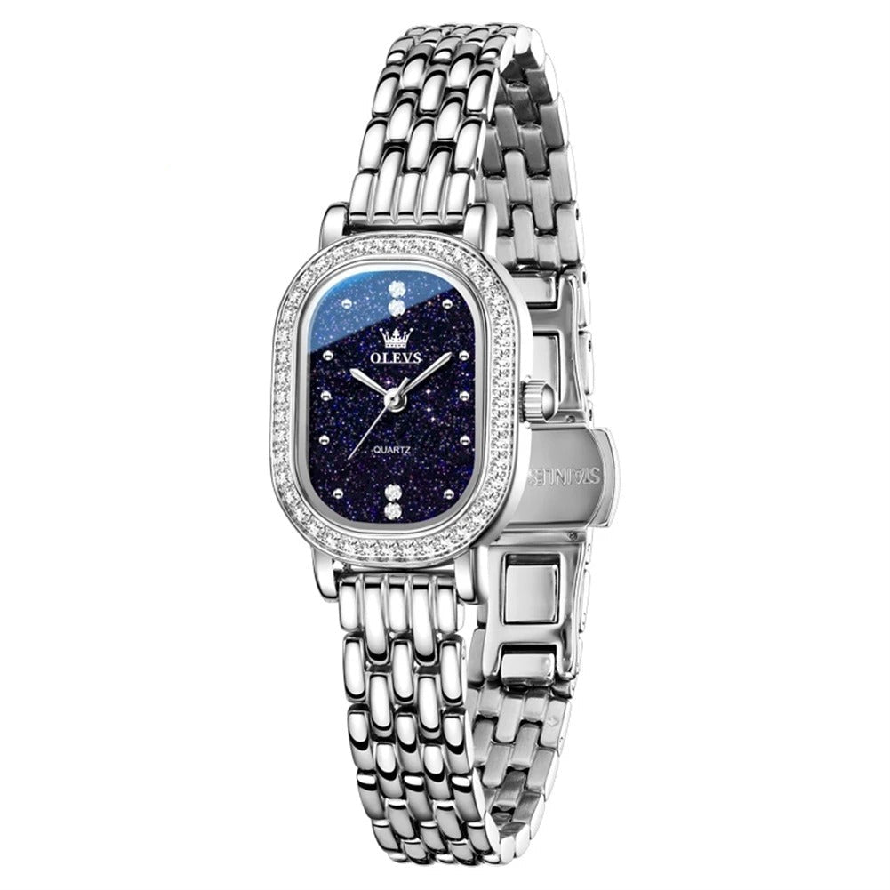 Elegante Ovale Damen Quarzarmbanduhr mit Strassbesatz – Wasserdichte Schmuckuhr Armbanduhr no.3279 - PITANI