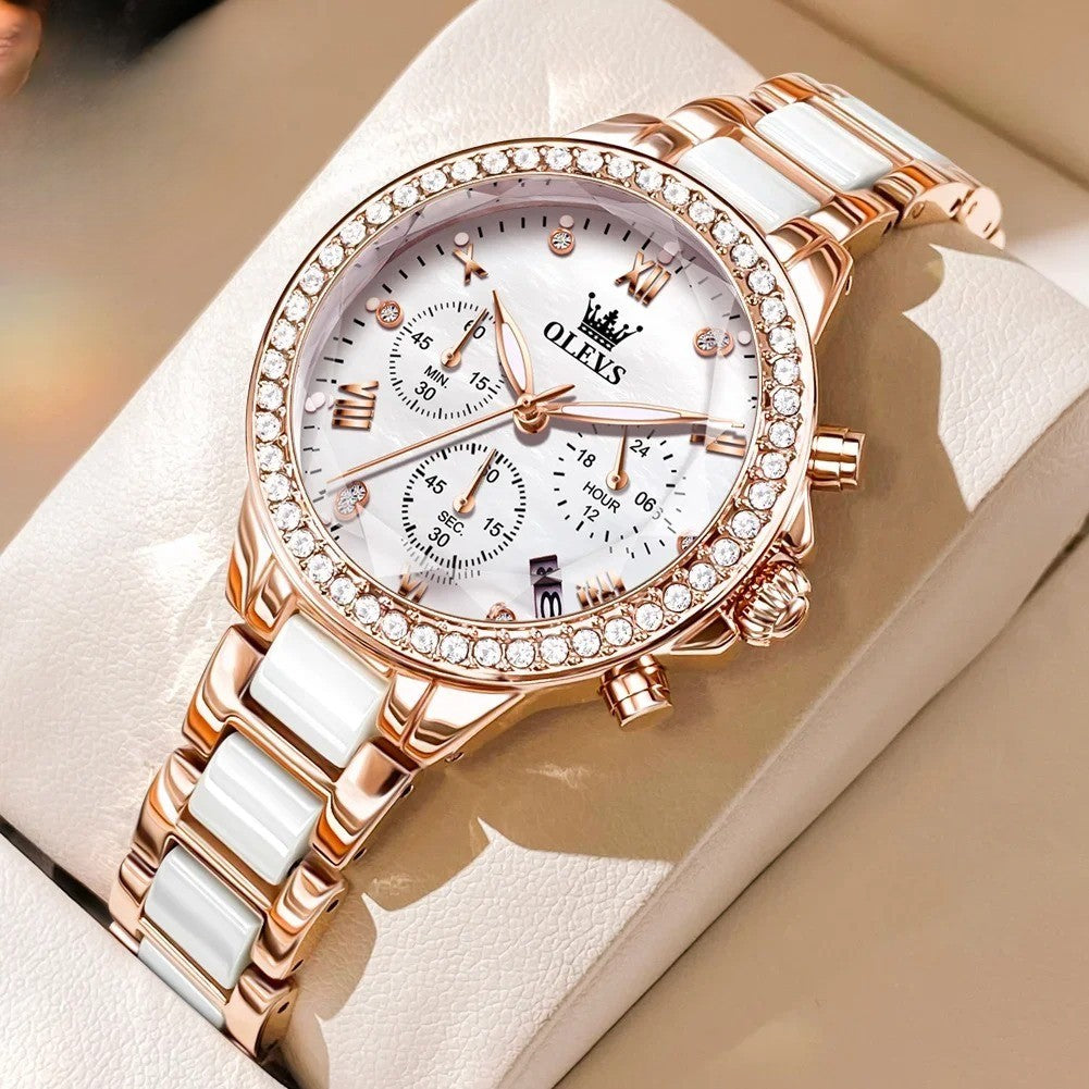 Edelstahl Armbanduhr mit Glitzer Lünette "Orologi Moda Elegante no.3180" - PITANI
