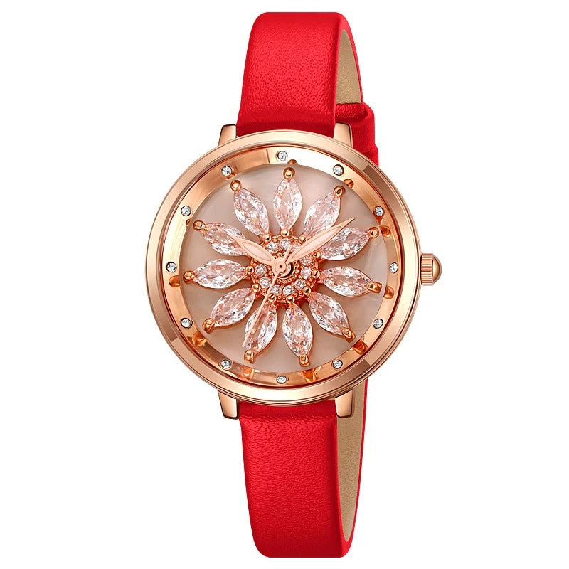 Leder Armbanduhr mit Blumenoptik "Orologio Da Donna Di Lusso no.3090" - PITANI