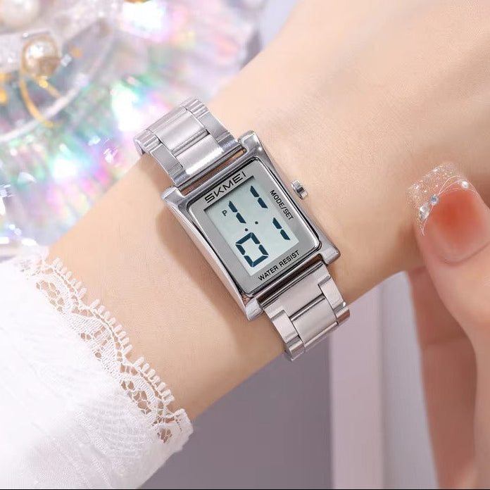 Rechteckige Digitale Edelstahl Armbanduhr "Rettangolare retrò no.3243“ - PITANI