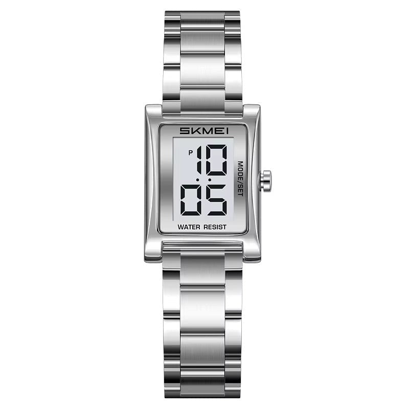 Rechteckige Digitale Edelstahl Armbanduhr "Rettangolare retrò no.3243“ - PITANI