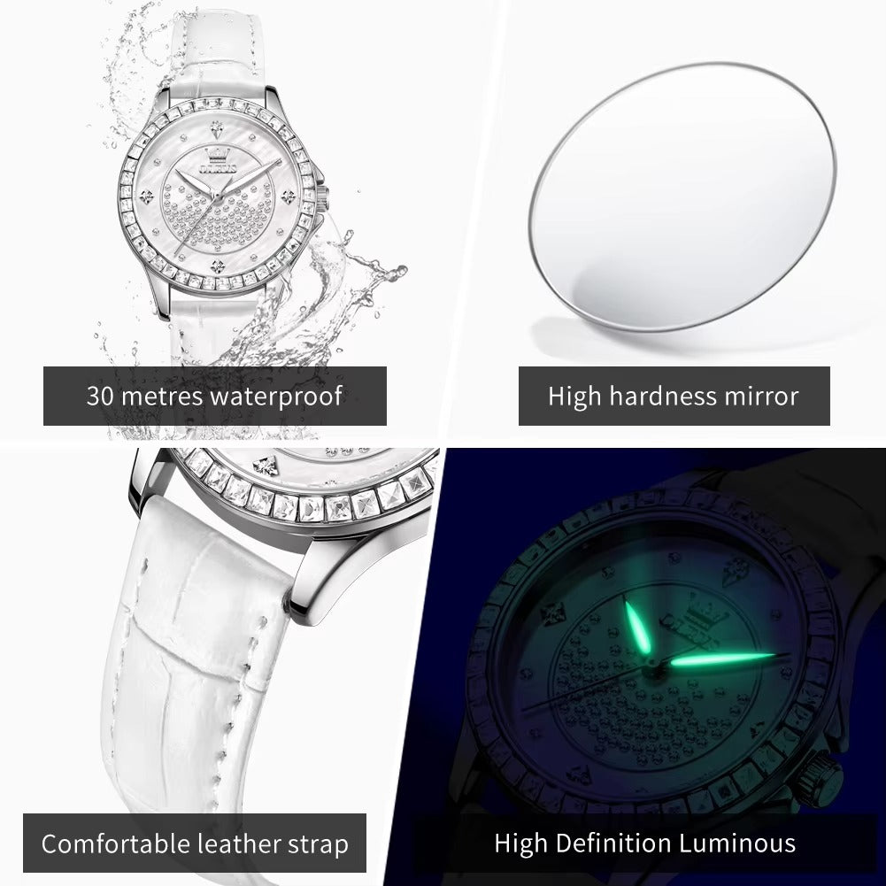 Edelstahl Glitzer Leder Armbanduhr "Cinturino in pelle alla moda no.3219" - PITANI