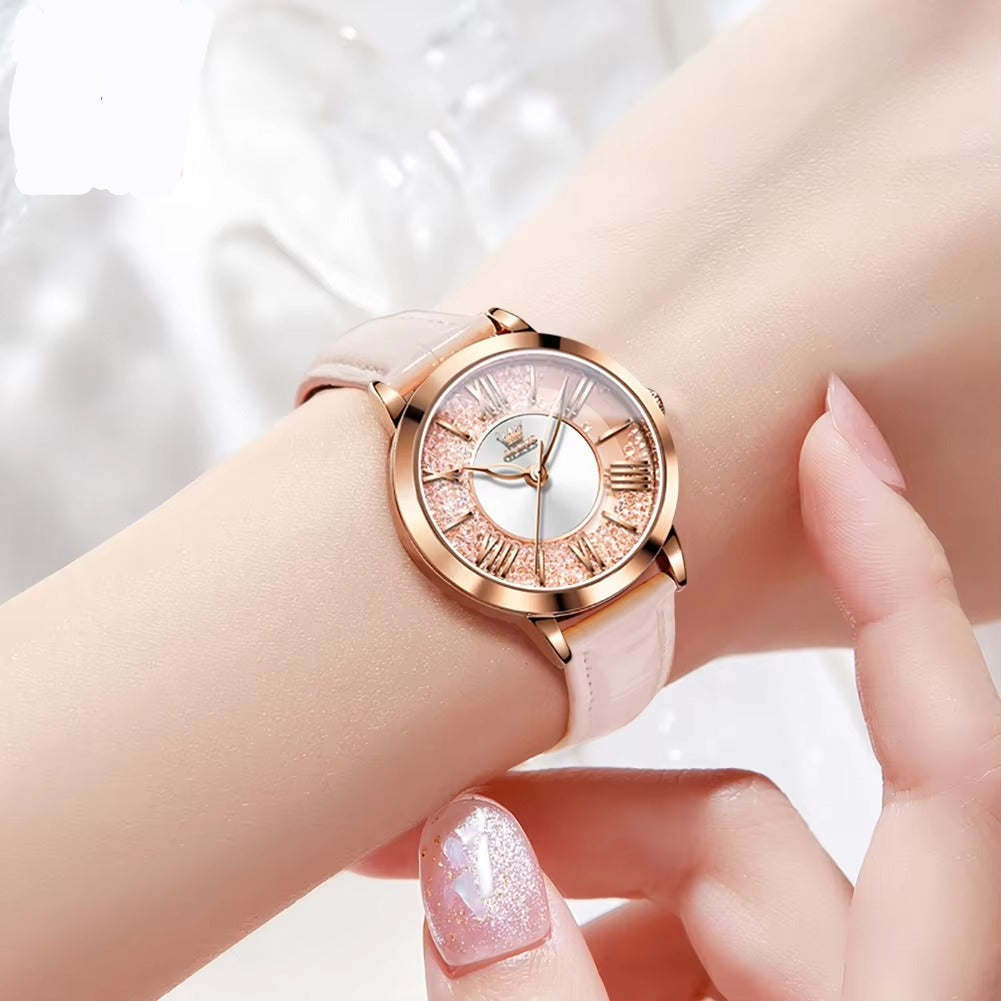 Leder Armbanduhr mit Glitzer Ziffernblatt "Moda elegante no.5132" - PITANI