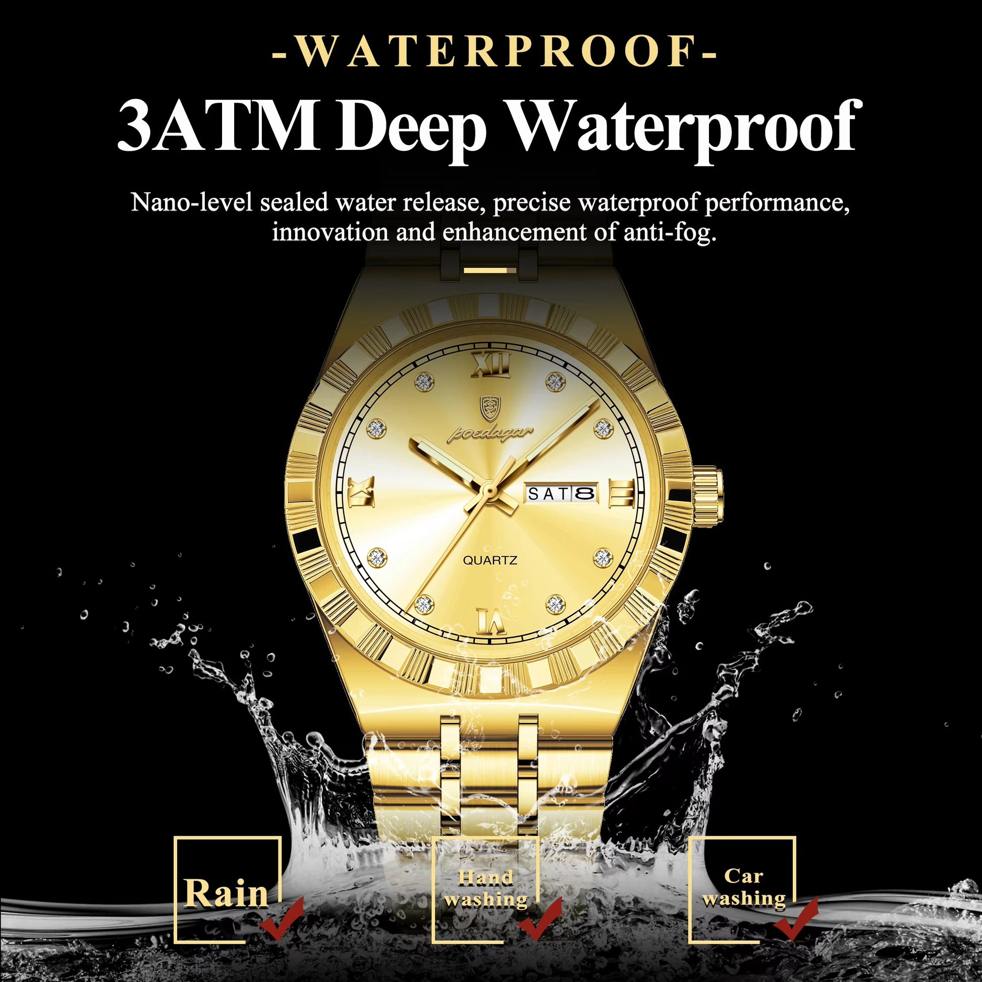 Edelstahl Armbanduhr mit eleganter Lünette "Luminoso impermeabile no.5199" - PITANI