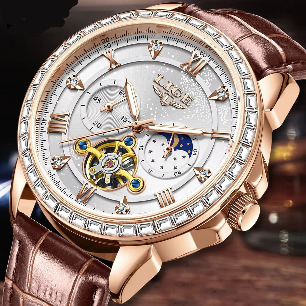 Elegante Automatik Leder Armbanduhr "Lunetta di cristallo no.5236“ - PITANI