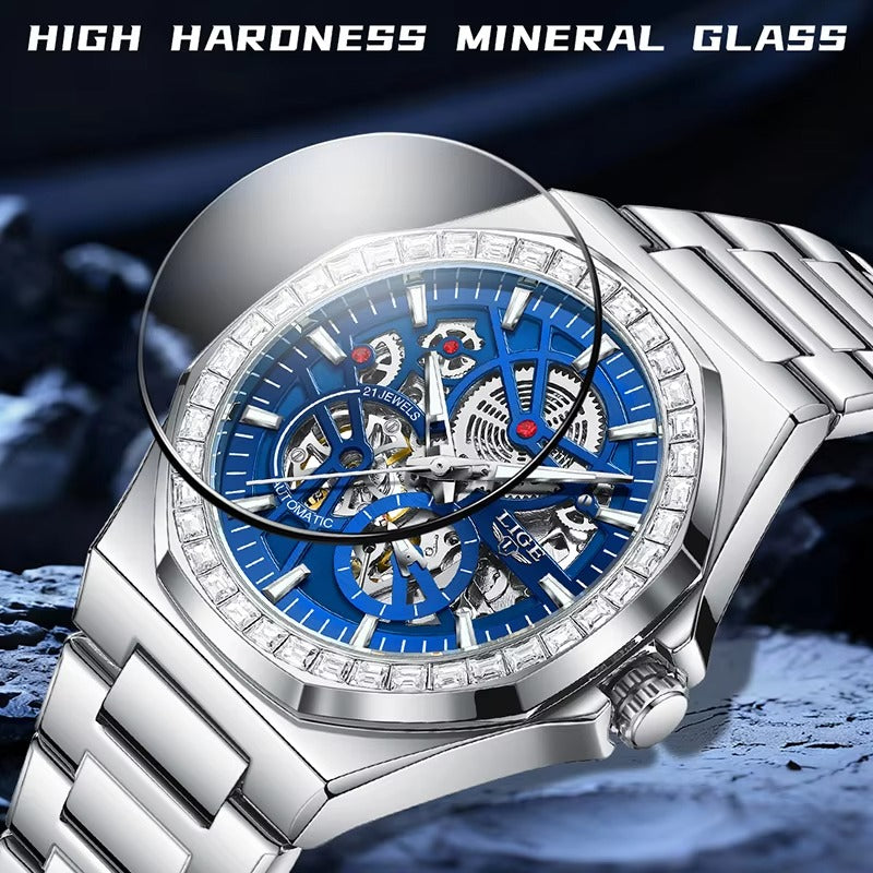 Edelstahl Automatik Armbanduhr mit glitzer Lünette "Orologio meccanico no.5189" - PITANI