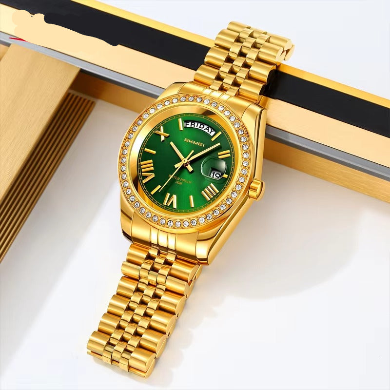 Elegante Edelstahl Armbanduhr mit Glitzer Lünette "Calendario di belle Orologio no.5308“ - PITANI