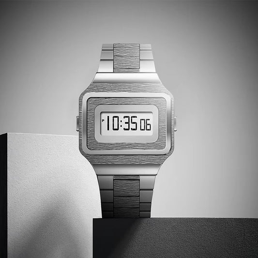 Schlichte digitale Edelstahl Armbanduhr "Design classico curvo no.5212" - PITANI