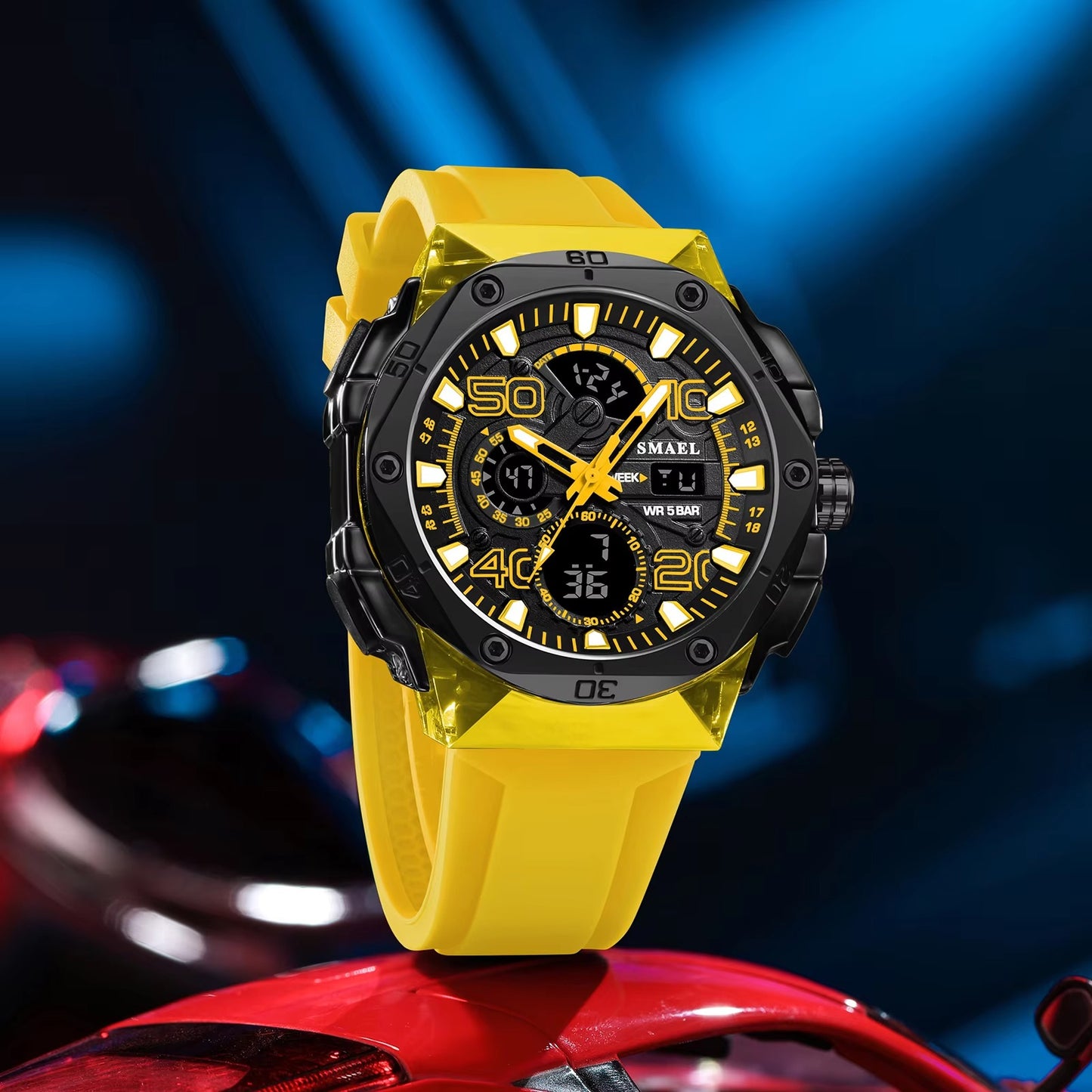 Silikon Armbanduhr in leuchtenden Farben mit digitaler Anzeige "Modalità d'affari no.5185" - PITANI