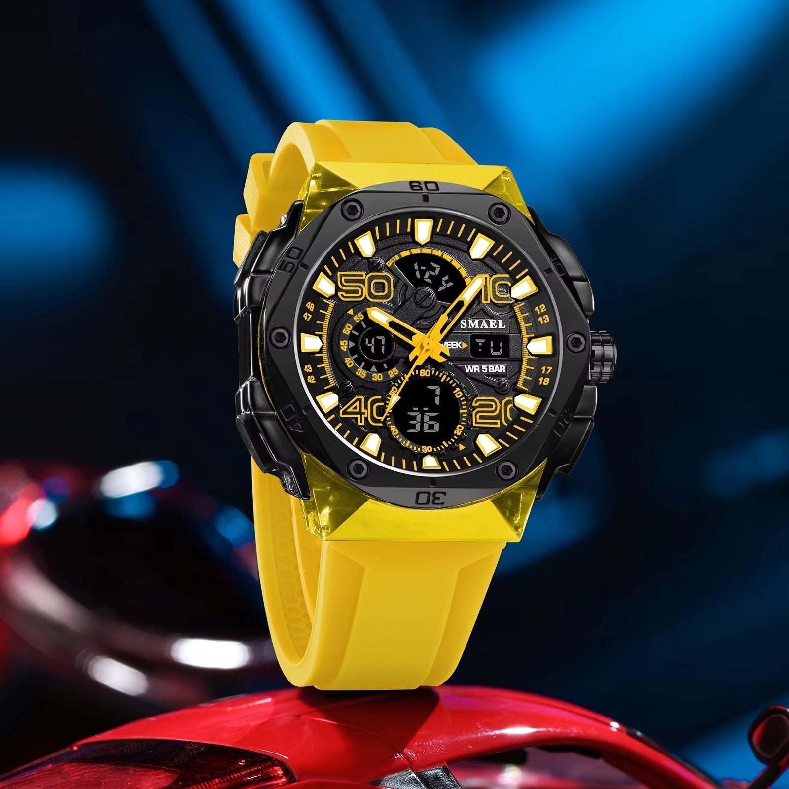 Silikon Armbanduhr in leuchtenden Farben mit digitaler Anzeige "Modalità d'affari no.5185" - PITANI