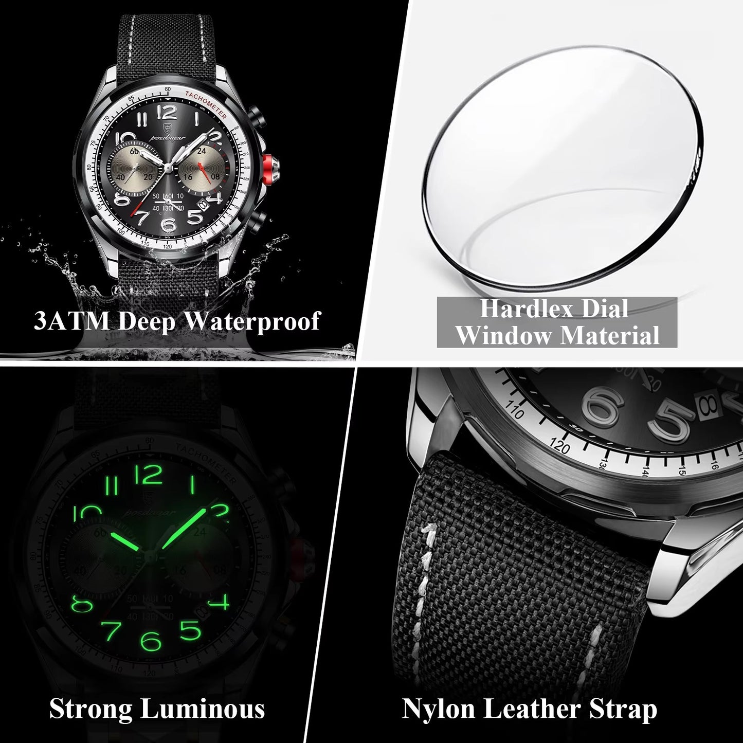 Edelstahl Armbanduhr "Pelle di nylon luminosa no.4145" - PITANI