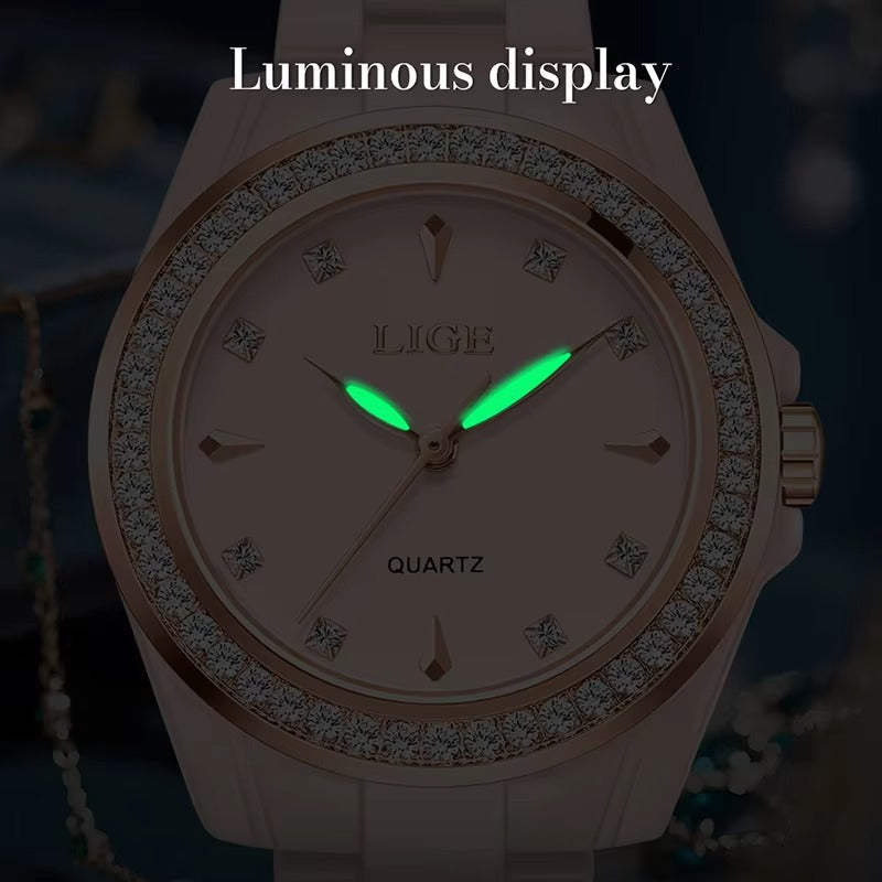 Elegant schmale Edelstahl Armbanduhr mit Glitzer Lünette "Orologio belle casual no.3227“ - PITANI