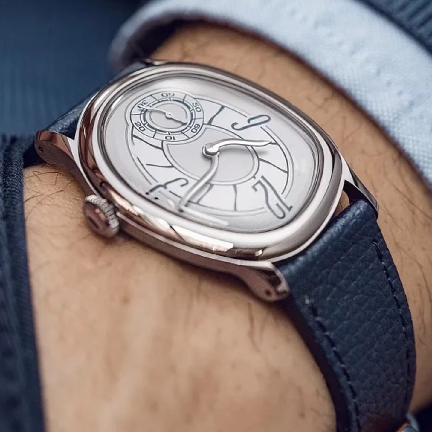 Außergewöhnliche Leder Armbanduhr mit schiefem Zifferblatt "Vera pelle no.5266“ - PITANI