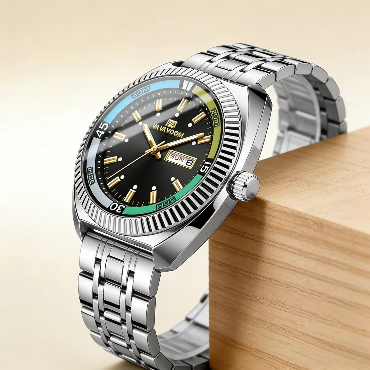 Farbenfrohe runde Edelstahl Armbanduhr "Resistente all'acqua no.5255“ - PITANI