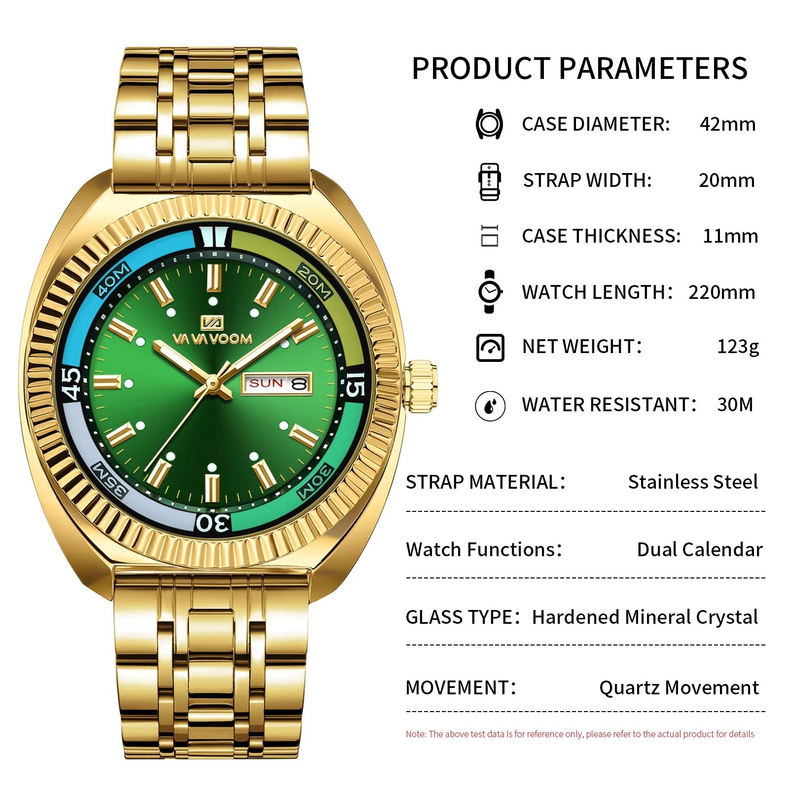 Farbenfrohe runde Edelstahl Armbanduhr "Resistente all'acqua no.5255“ - PITANI
