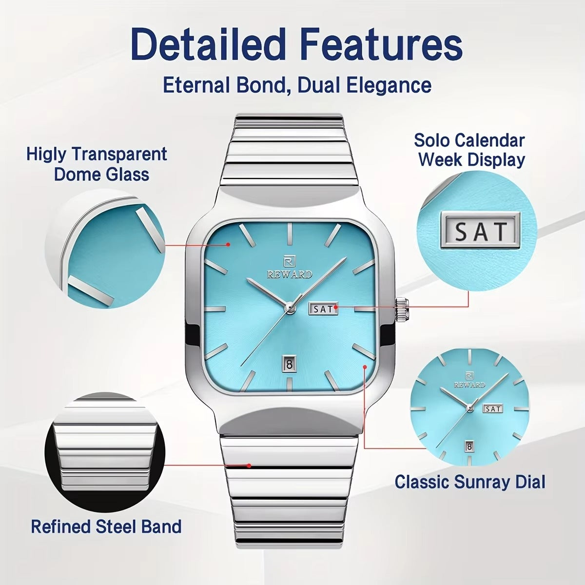 Moderne kantige Edelstahl Armbanduhr "Sport alla moda no.5178" - PITANI