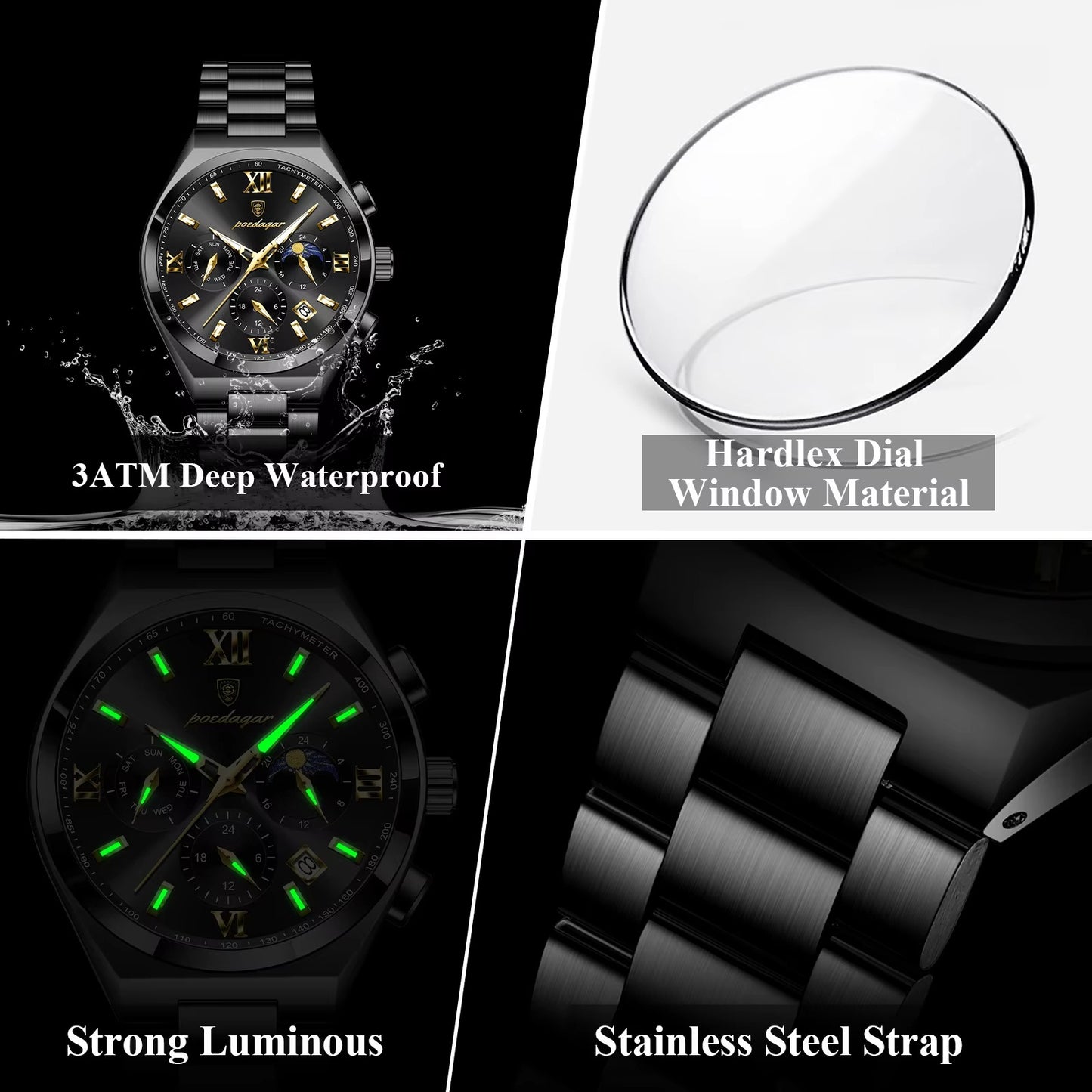 Edelstahl Business Armbanduhr "Data della settimana impermeabile no.5200" - PITANI