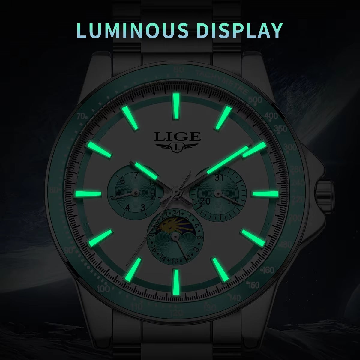 Zeitlos elegante Edelstahl Armbanduhr "Fase lunare no.5188" - PITANI