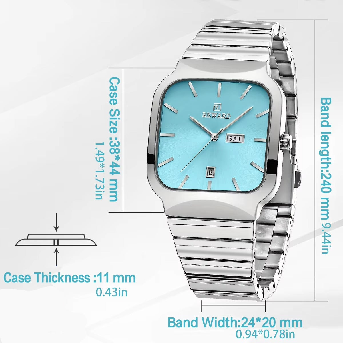 Moderne kantige Edelstahl Armbanduhr "Sport alla moda no.5178" - PITANI