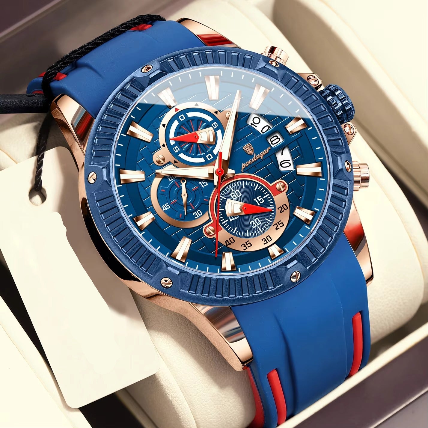 Farbenfrohe Silikon Armbanduhr mit Streifen im Armband "Sport di tendenza no.5247“ - PITANI