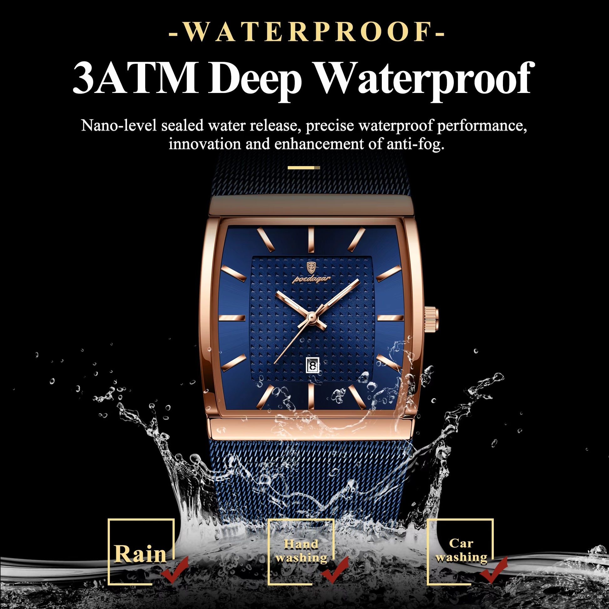 Ultra dünne Quadratische Armbanduhr "Orologio da polso da uomo rettangolare no.4179" - PITANI