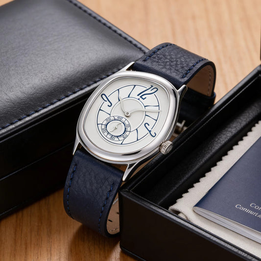 Außergewöhnliche Leder Armbanduhr mit schiefem Zifferblatt "Vera pelle no.5266“ - PITANI