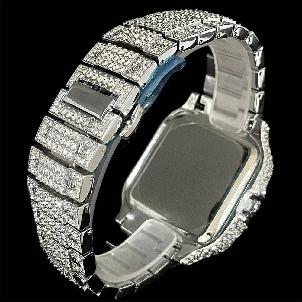 Glitzernde elegante Edelstahl Armbanduhr mit römischen Zahlen "Luogo ghiacciato no.5226“ - PITANI