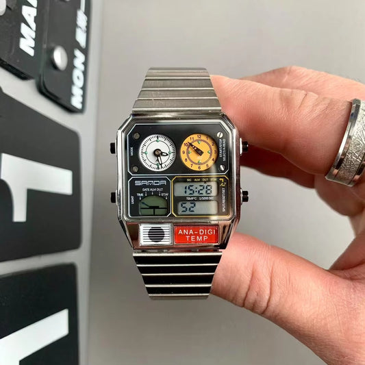 Außergewöhnliche multifunktional Retro Armbanduhr "Retro Square no.5218" - PITANI