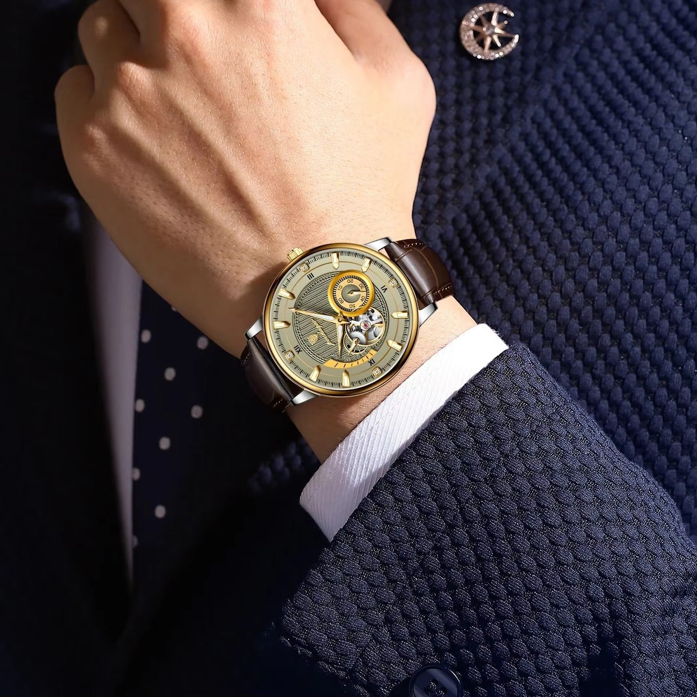 Leder Automatik Armbanduhr "Orologio da uomo luminoso impermeabile no.4177" - PITANI