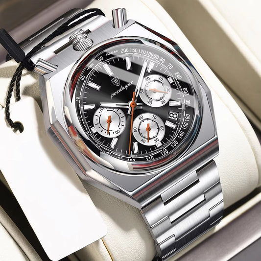 Achteckige elegante Edelstahl Armbanduhr "Data del cronografo no.5205" - PITANI