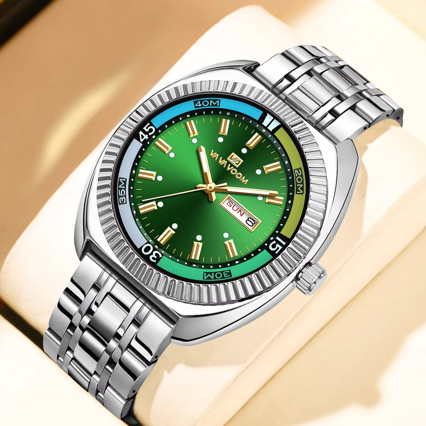Farbenfrohe runde Edelstahl Armbanduhr "Resistente all'acqua no.5255“ - PITANI