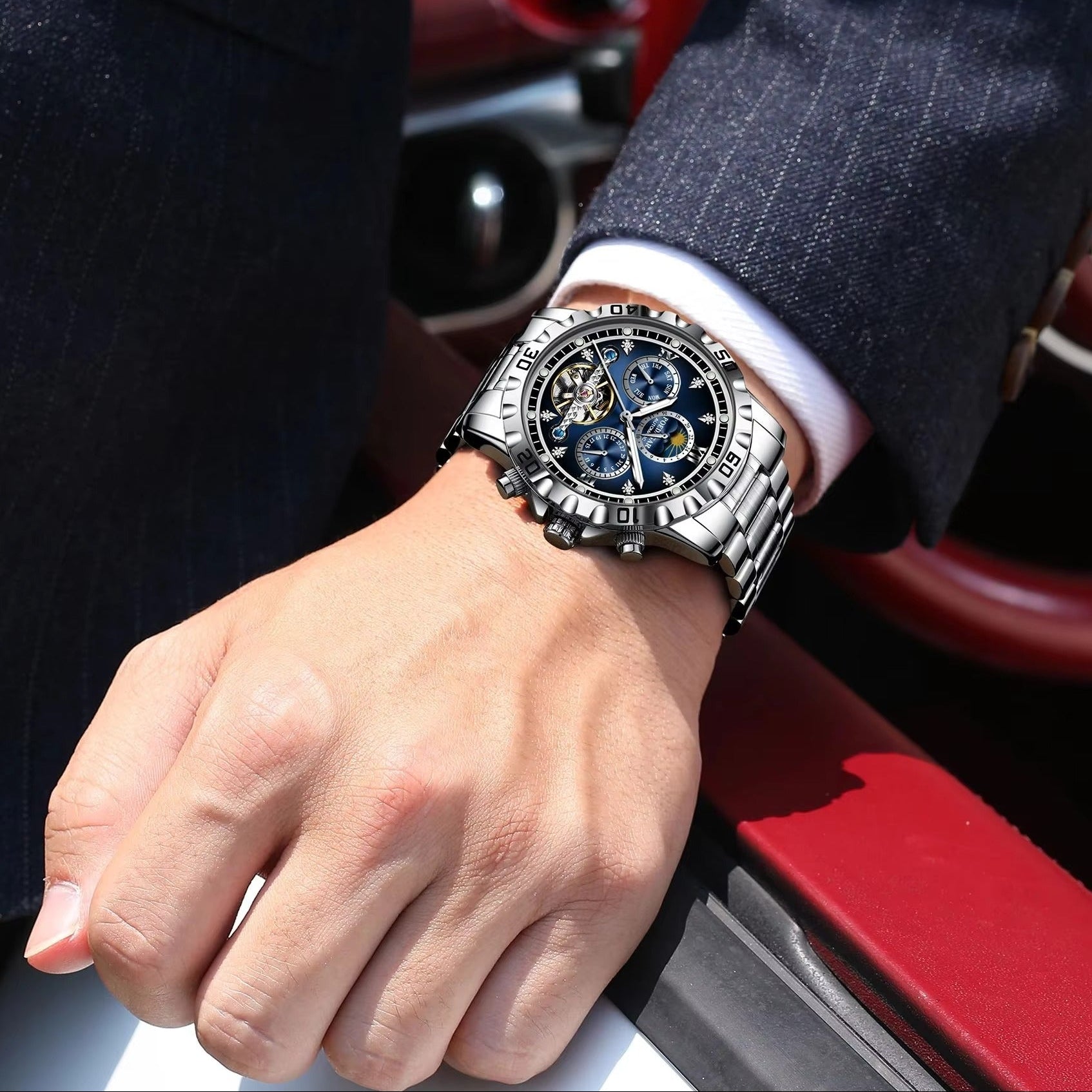 Edelstahl Automatik Armbanduhr "Data Settimana Meccanica no.5268“ - PITANI